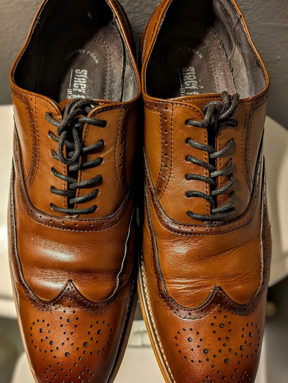 Stacy Adams Sz 9 M Mens Wingtip Oxford Dunbar 2 Tone Dress Shoes Brown Lace Up